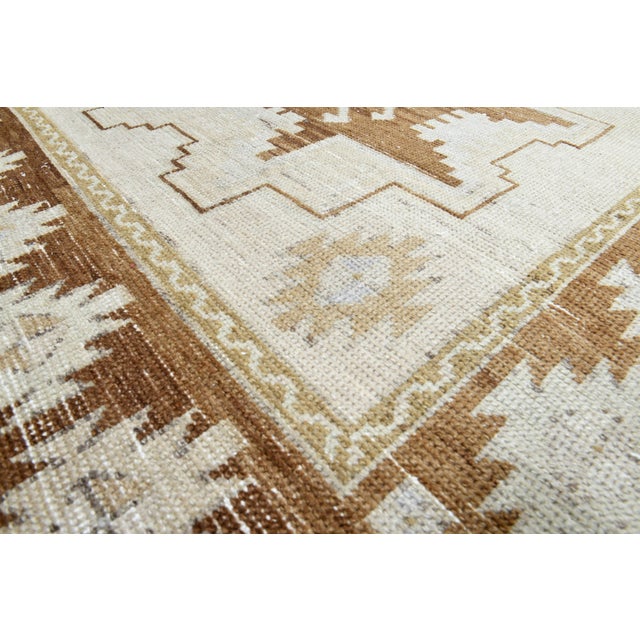 1970s Vintage Handmade Wool Cotton Beige Runner Rug For Sale - Image 4 of 11