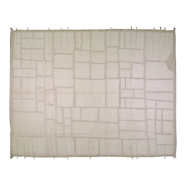 Moroccan Hand Knotted Wool Rug, 12'1''x15'8'' For Sale