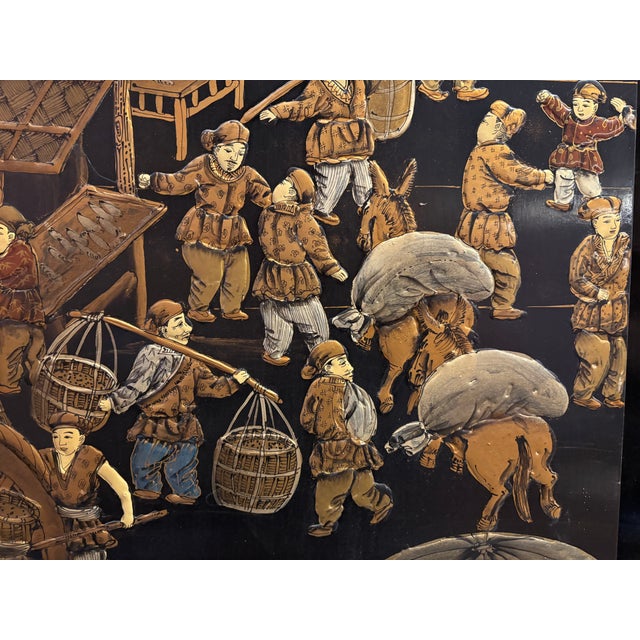 Black Chinoiserie Coromandel Six Panel Screen For Sale - Image 8 of 18