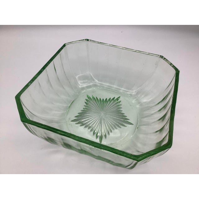 1920s Square Casserole Vaseline Glass Serving Bowl For Sale - Image 13 of 13