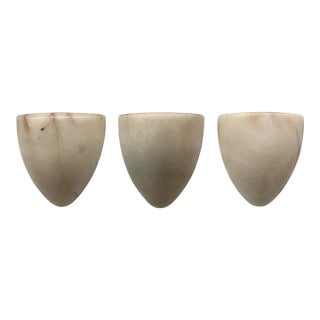 Vintage Alabaster Shield Wall Sconces With Hollywood Provenance - Set of Three For Sale