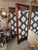 Great looking vintage mahogany 3 panel screen newly updated with ikat blue and white fabric inside the panels. Each panel...