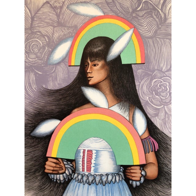 1980s Alice Asmar, Rainbow Dancer, Native American Indian Lithograph California Woman Artist, 1980 For Sale - Image 5 of 7
