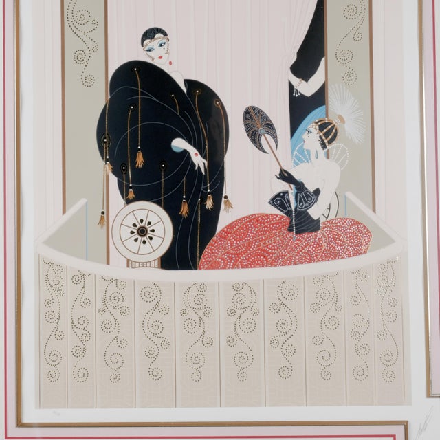 Art Deco 1987 Erte "Loge De Theater" Serigraph Hand Signed & Numbered Limited Edition 170/300 Framed & Matted For Sale - Image 3 of 9