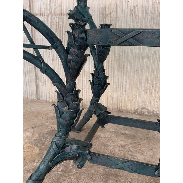 Green Antique Italian Neoclassical Ornamental Wrought Iron Center Table For Sale - Image 8 of 11