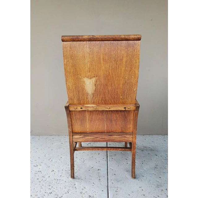 1900 - 1909 Early 1900s Antique Mission Arts & Crafts Craftsman Quarter Sawn Oak Tall Back Resting Chair For Sale - Image 5 of 12