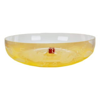 Large Murano Glass Centerpiece with Engraved Decor by Carlo Moretti For Sale