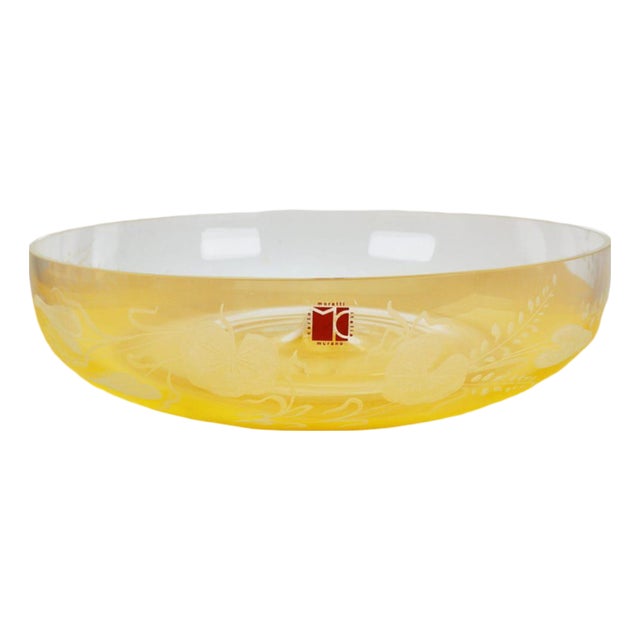 Large Murano Glass Centerpiece with Engraved Decor by Carlo Moretti For Sale