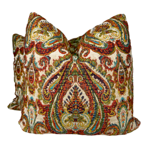Mulberry for Lee Jofa "Bohemian Paisley" in Multi 22" Pillows-a Pair
