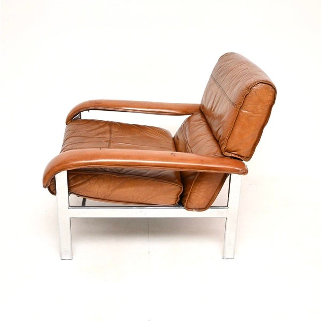 Vintage Leather and Chrome Lounge Chair from Pieff, 1970 For Sale - Image 4 of 11