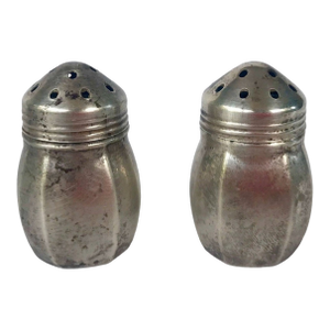 Vintage Sterling Silver Salt & Pepper Shakers – s.c.s. Co Usa – 1930s Mini Shaker Set – Breakfast Tray