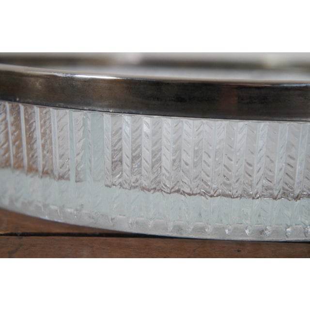 Vintage English Silver Plate Pressed Glass Divided Relish Compote Dish For Sale - Image 11 of 11