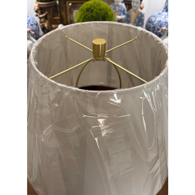 2020s Contemporary Ralph Lauren Blue and White Ikat Oversized Large Temple Jar Lamp For Sale - Image 5 of 6