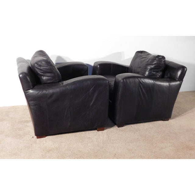Pair Vintage Massive Ferguson Copeland, Ltd. Tribecca Leather Lounge Club Tub Chairs For Sale - Image 12 of 16