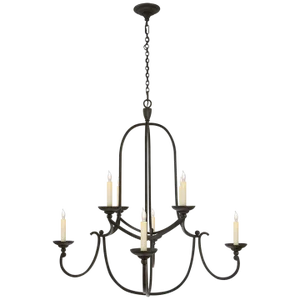 Chapman & Myers for Visual Comfort Signature Flemish Medium Round Chandelier in Aged Iron