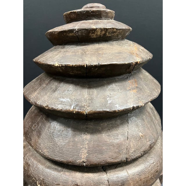 Wood Late 20th Century Carved Solid Wood Large Cup Cake Sculpture For Sale - Image 7 of 12