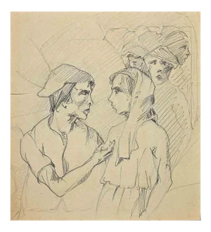 Unknown, Stage Actors, Pen and Pencil Drawing, 1920s