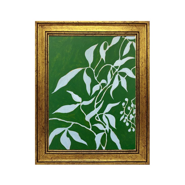 Original Framed Acrylic Botanical Painting Organic Boho Art Floral Wall Art by Tatiana Duperault For Sale - Image 4 of 6