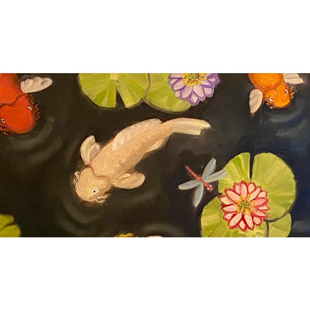 2020s Koi Pond Original Oil Painting Stephen McDonough For Sale - Image 5 of 7