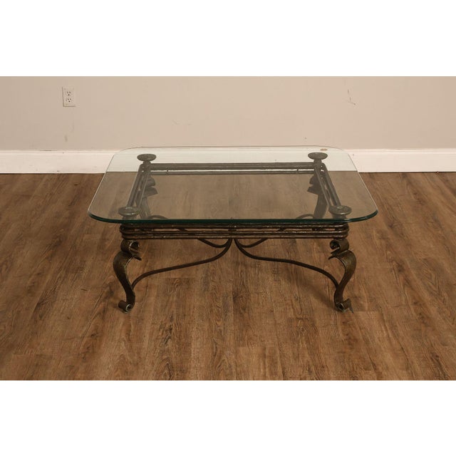 Neoclassical Style Iron And Glass Coffee Table For Sale - Image 14 of 18