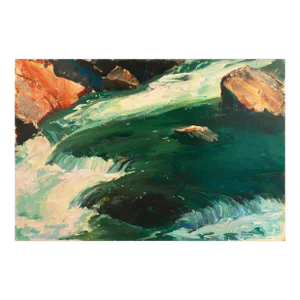 'Trout Stream' by Edmond Woods, Large Oil, San Diego, California, Chouinard & Otis Art Institute