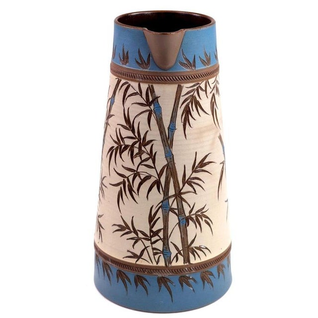 Antique Aesthetic Movement Stoneware Water Jug with Bamboo Pattern from Dudson, 1880 For Sale - Image 3 of 11