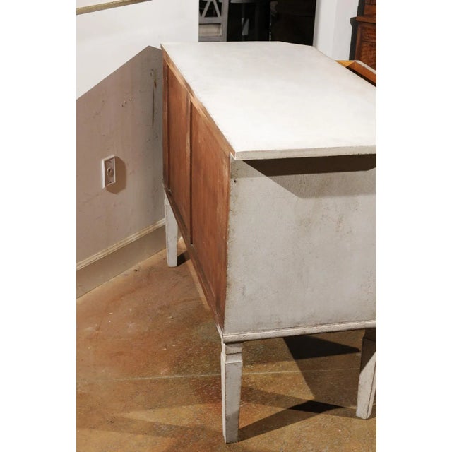 Mid-Century Modern Swedish 1890 Painted Sideboard with Two Drawers, Two Doors and Fluted Side Posts For Sale - Image 3 of 12
