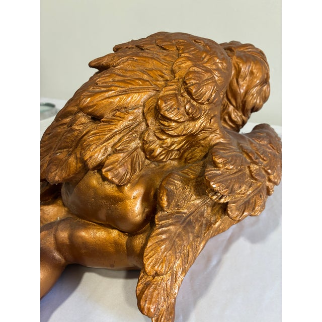 Vintage Gold-Toned Reclining Cherub For Sale - Image 12 of 12