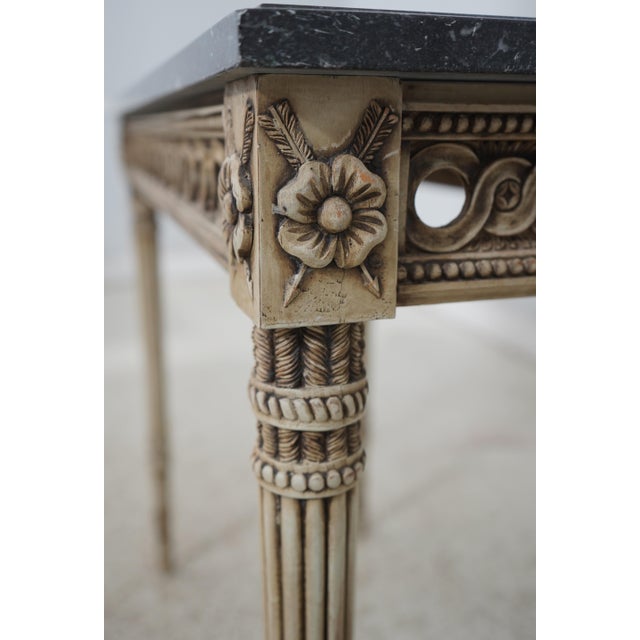 French Louis XVI Style Carved Base Console Table For Sale - Image 9 of 12