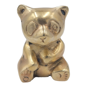Seated Mid 20th Century Solid Brass Panda Figurine