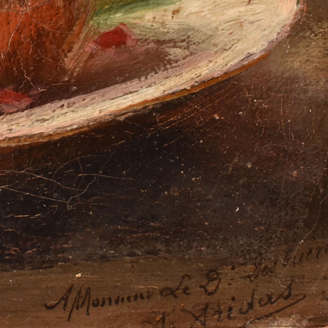 Auguste Aridas, Small Still Life with Pomegranate, 19th Century, Oil on Canvas, Framed For Sale - Image 8 of 10