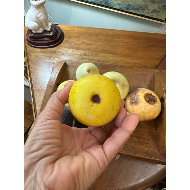 Vintage Wooden Tray With 8 Pieces Italian Alabaster Fruit For Sale - Image 13 of 14