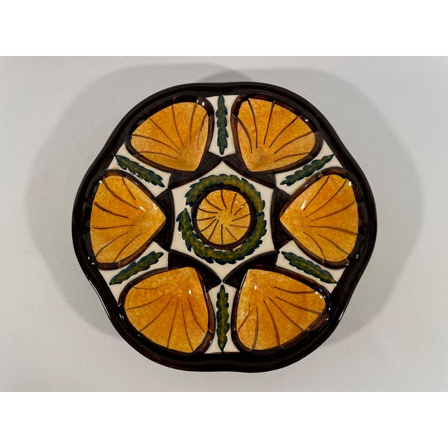 1950s 1950s French Saint Jean De Bretagne Majolica Oyster Plate For Sale - Image 5 of 15