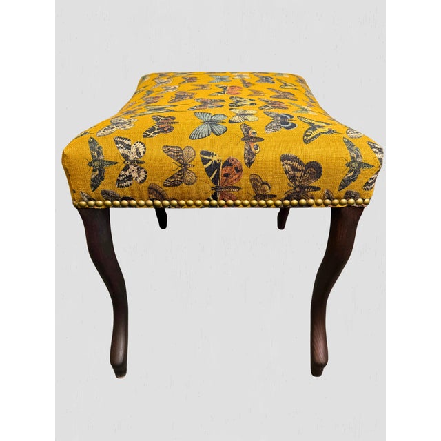 Lee Industries Ottoman Lady Goldenrod Fabric Nailheads For Sale - Image 10 of 11