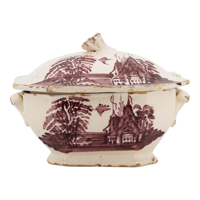 19th Century Portuguese Earthenware Covered Tureen For Sale