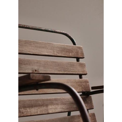 Swedish Iron Garden Armchair with Green Lacquered Wooden Slats, 1930s For Sale - Image 13 of 15