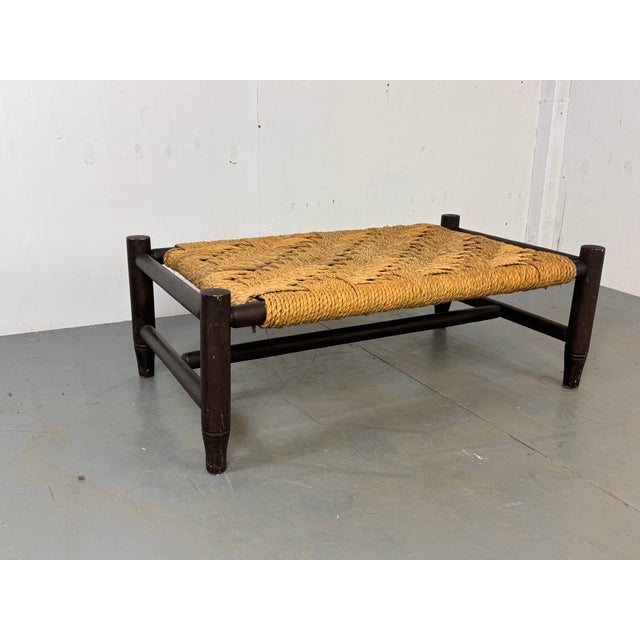 Black Mid-Century Modern Wabi Sabi Rope Bench, 1960s For Sale - Image 8 of 9