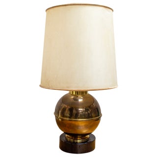Italian Brass and Enamel Lamp, 1940s For Sale