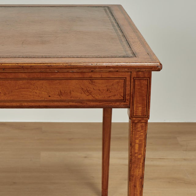 Antique English Leather Top Game Table For Sale In West Palm - Image 6 of 7