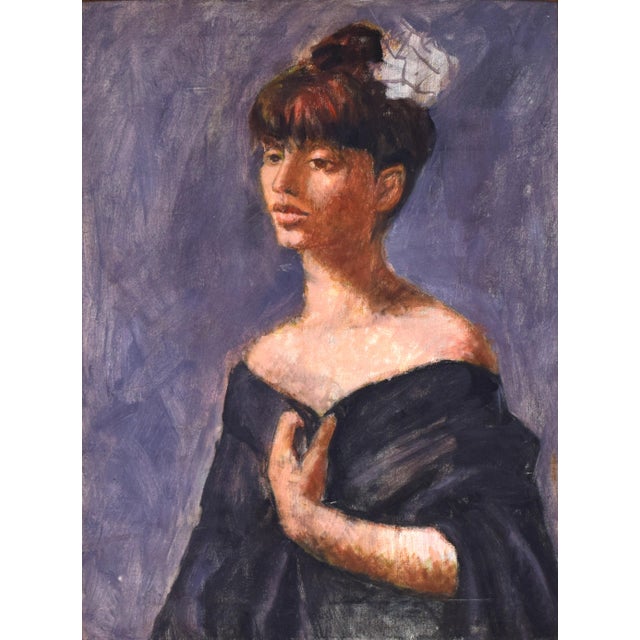 Vintage Modernist Female Portrait Painting For Sale - Image 4 of 7