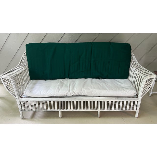 Vintage Wicker Three Seat Couch Sofa 1940s For Sale - Image 11 of 14