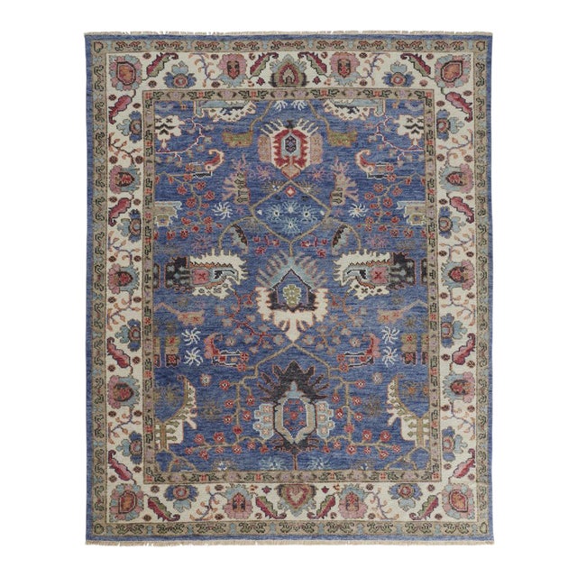 Beall Luxury Wool Rug, Ornamental Border, Blue, 8ft6in x 11ft6in Area