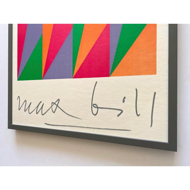 Max Bill Vintage 1974 Serigraph Silkscreen Print Framed Mid