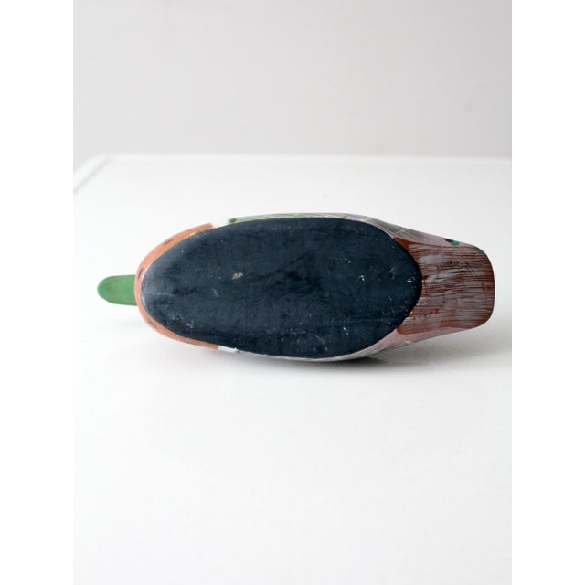 Brown Vintage Hand-Painted Wood Duck For Sale - Image 8 of 11