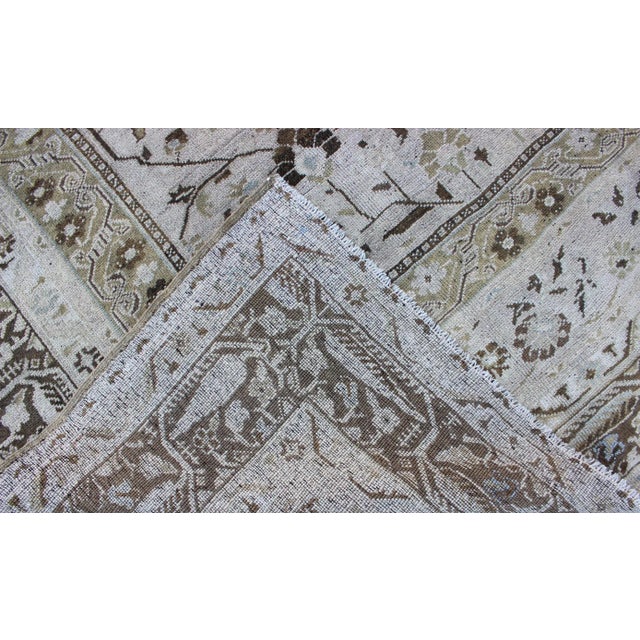 Vintage Turkish Oushak Long Rug With Medallion in Brown, Green & Neutral Colors For Sale In Atlanta - Image 6 of 7