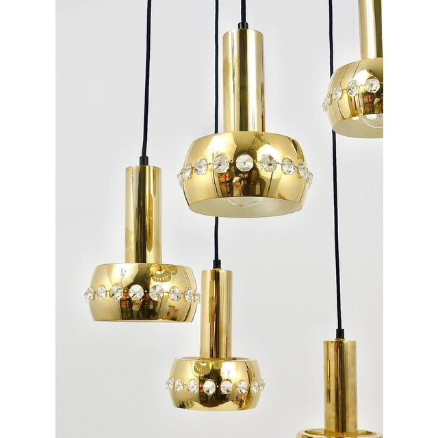 Austrian Cascade Pendant Light in Brass and Crystals from Bakalowits & Söhne, 1970s For Sale - Image 9 of 18
