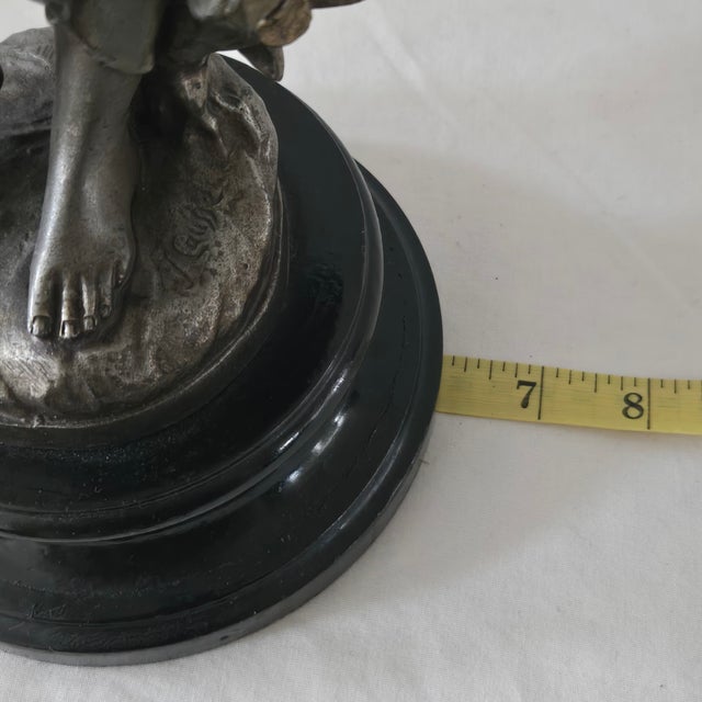 Antique Julian Causse (French, 1869-1914) Pervenche Spelter Sculpture Signed For Sale - Image 11 of 13