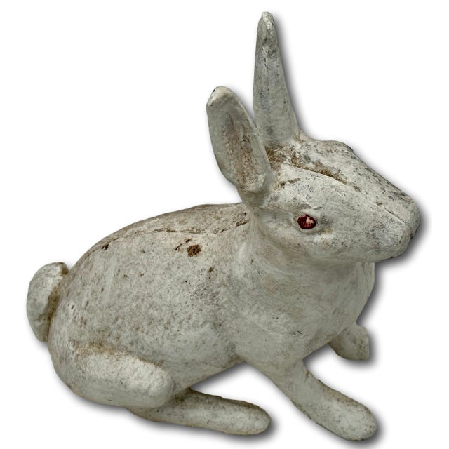 Very Large & Heavy Antique American Rustically Aged Cast Iron Rabbit Garden Ornament or Doorstop - Circa 1920s For Sale - Image 12 of 18