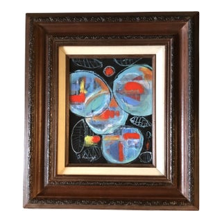 Contemporary Stephen Heigh Abstract Painting “Other Worlds” Vintage Frame Signed For Sale