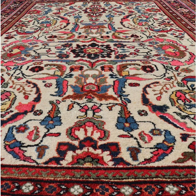 Mid 20th Century Semi Antique Persian Mahal Rug With Medallion Design With Ivory Background For Sale - Image 4 of 13